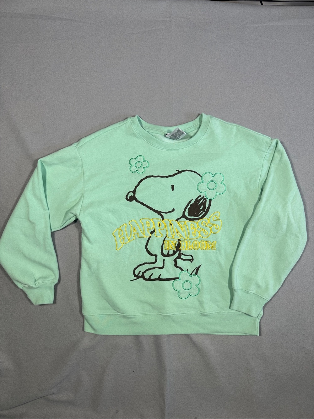 Peanuts Mint Green Snoopy 'Happiness In Bloom' Crewneck